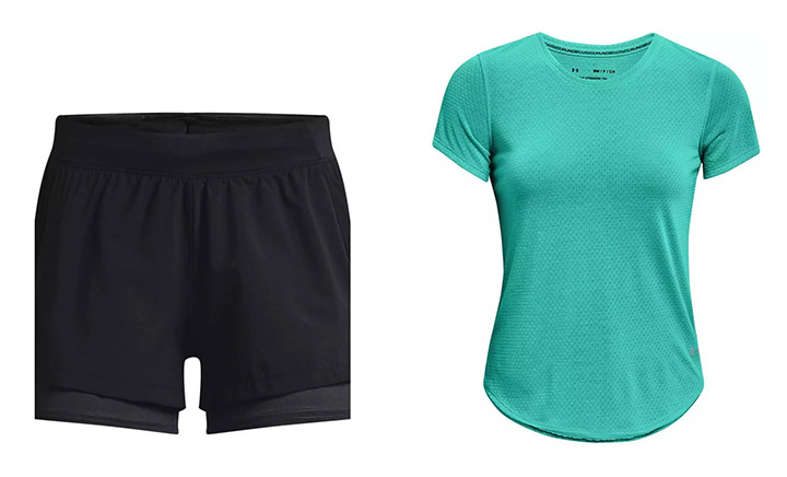 Ženska tekaška oblačila Under Armour - kratke hlače in majica Ženska tekaška oblačila Under Armour - kratke hlače in majica